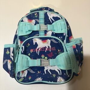 Pottery Barn Kids ‘Maddison’ Kids Horse Backpack - Blue and Mint